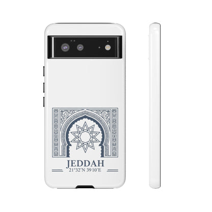 Jeddah Coordinates Phone Case — Arabic Arch Geometric Design