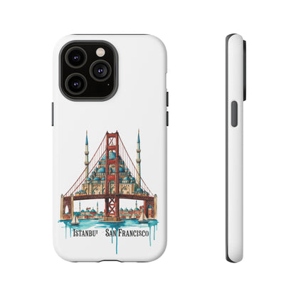 City Bridge Phone Case — Istanbul × San Francisco Illustrated Travel Design