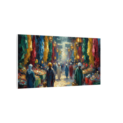 Middle Eastern Market Matte Canvas Wall Art — Colorful Bazaar Street Scene