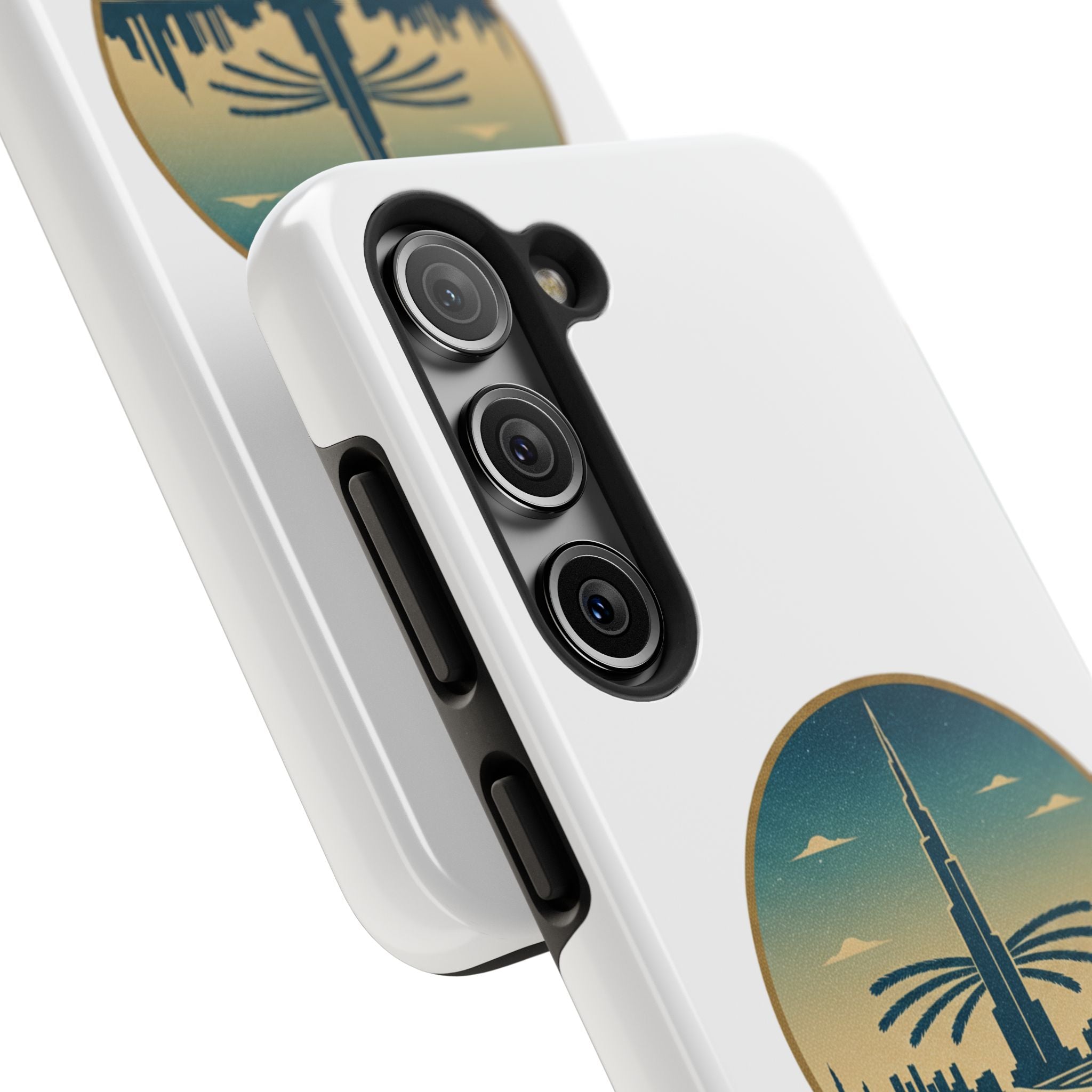 Dubai Skyline Tough Phone Case — Retro Desert Palm Travel Phone Cover