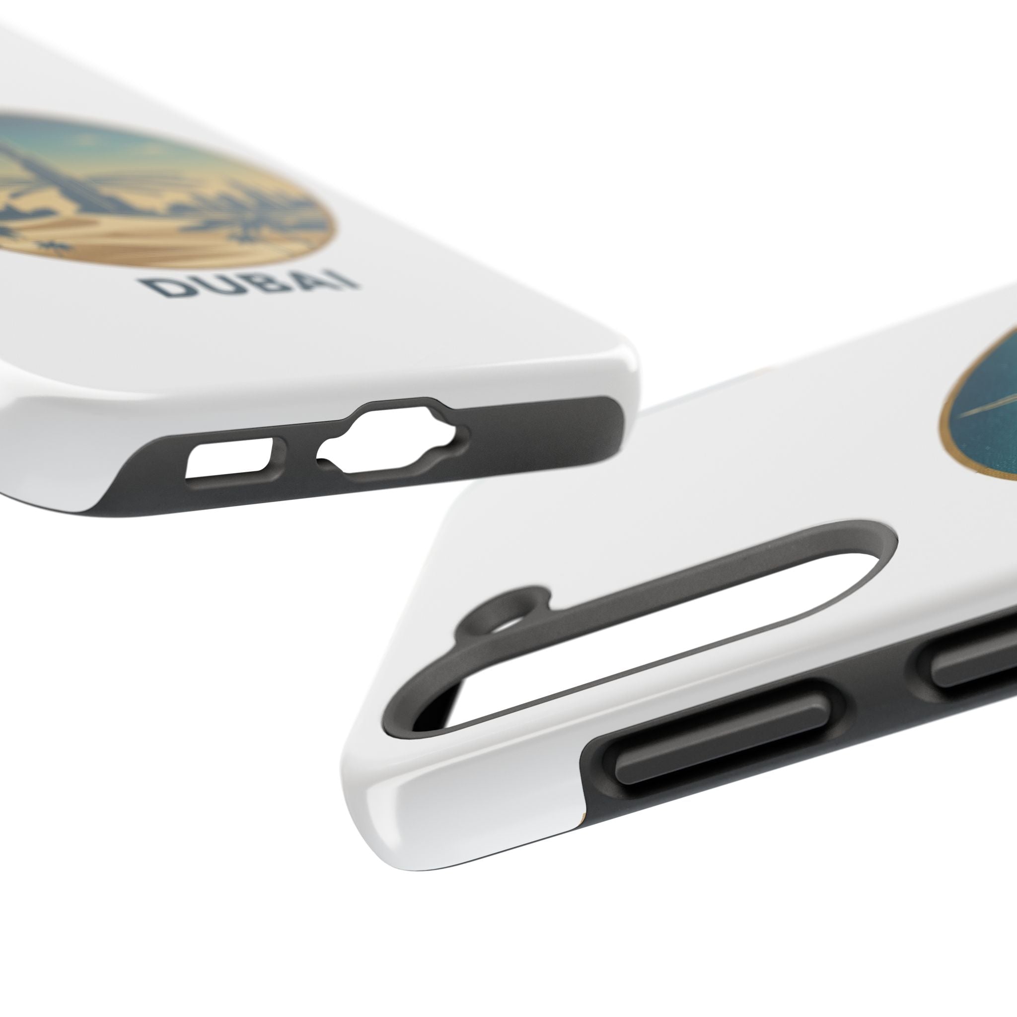 Dubai Skyline Tough Phone Case — Retro Desert Palm Travel Phone Cover