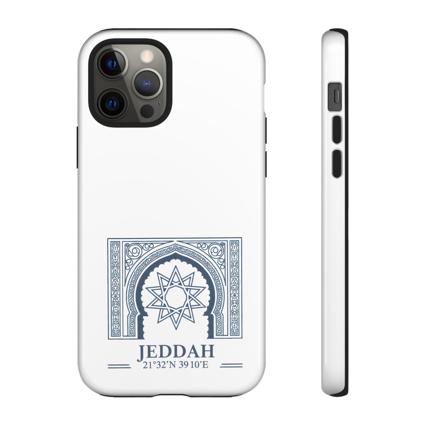 Jeddah Coordinates Phone Case — Blue Islamic Arch Travel Souvenir