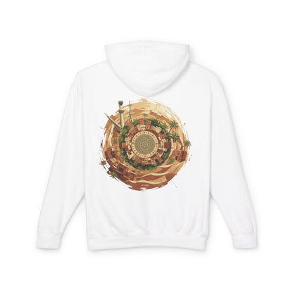 SPIRAL OASIS MIDDLE EAST DEPICTION Unisex Lightweight Hooded Sweatshirt