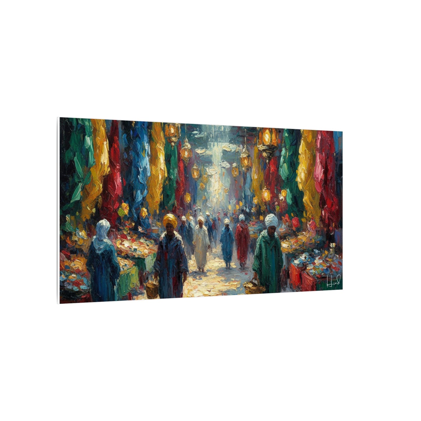 Middle Eastern Market Matte Canvas Wall Art — Colorful Bazaar Street Scene