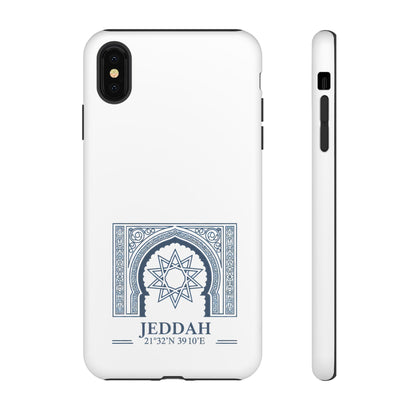 Jeddah Coordinates Phone Case — Blue Islamic Arch Travel Souvenir