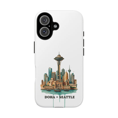 Coque de téléphone résistante Doha x Seattle Skyline — Protection pour téléphone inspirée de la ville