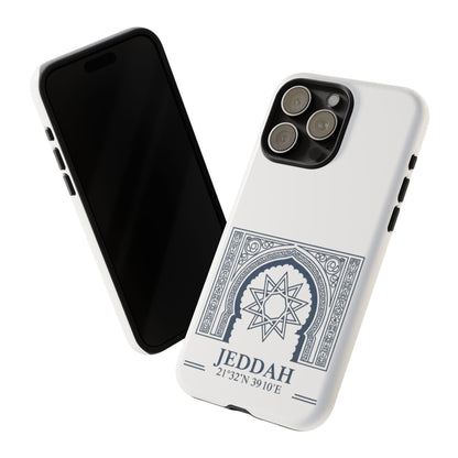 Jeddah Coordinates Phone Case — Arabic Arch Geometric Design