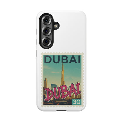 Coque de téléphone motif timbre-poste de Dubaï — Coque iPhone résistante inspirée du voyage