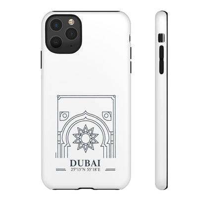 Dubai Architectural Phone Case — Minimal Souvenir Travel Design with Coordinates