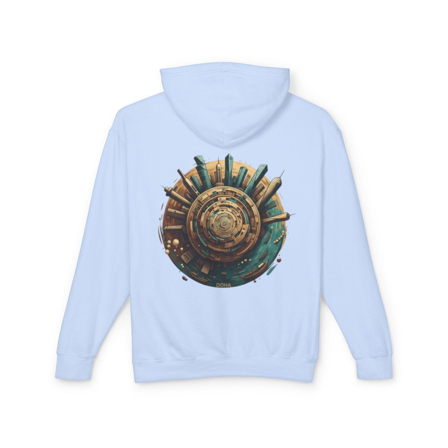 Hoodie — Retro Futuristic City Planet Graphic Hooded Sweatshirt