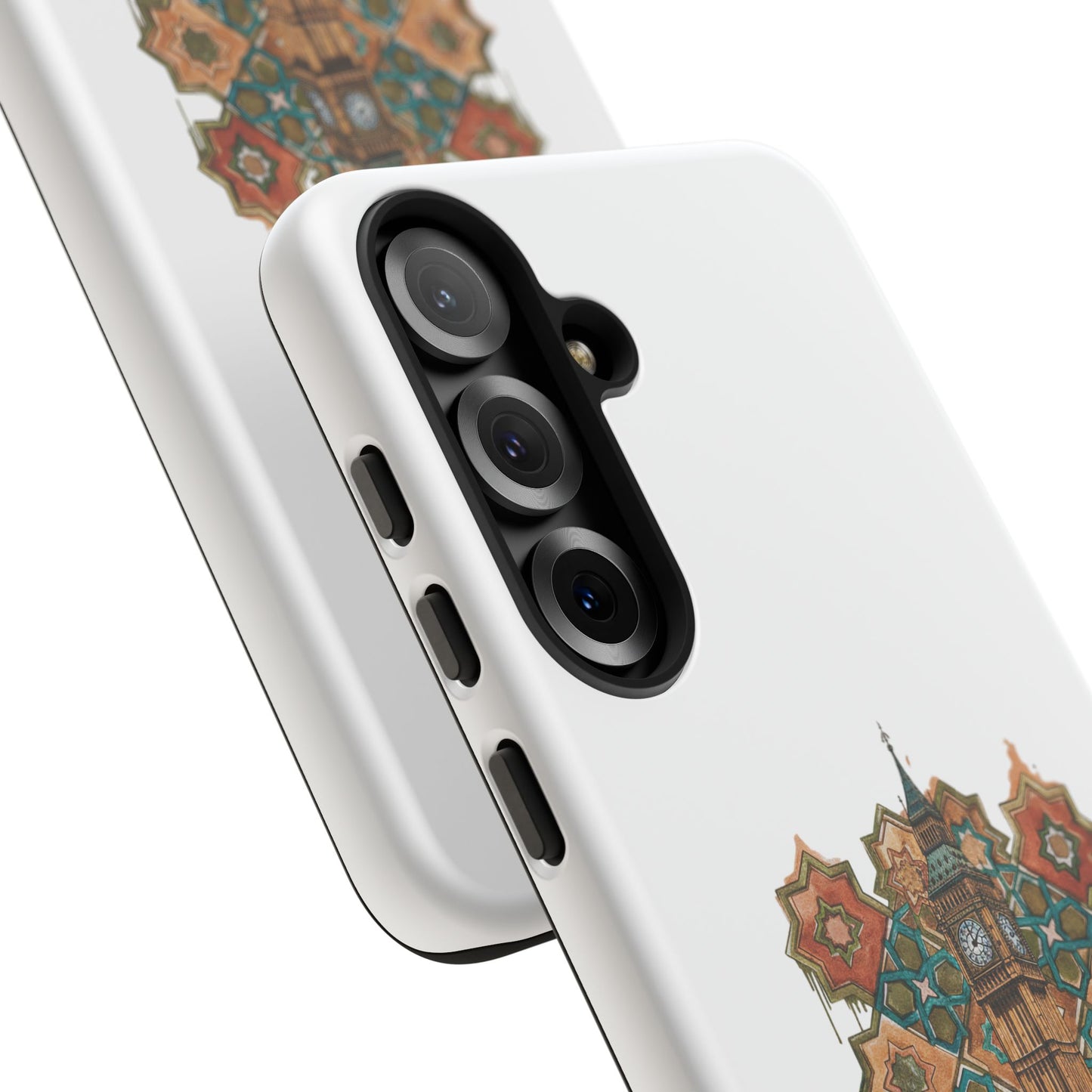 Cairo × London Phone Case — Vintage Mosaic Pyramids & Big Ben Travel Design