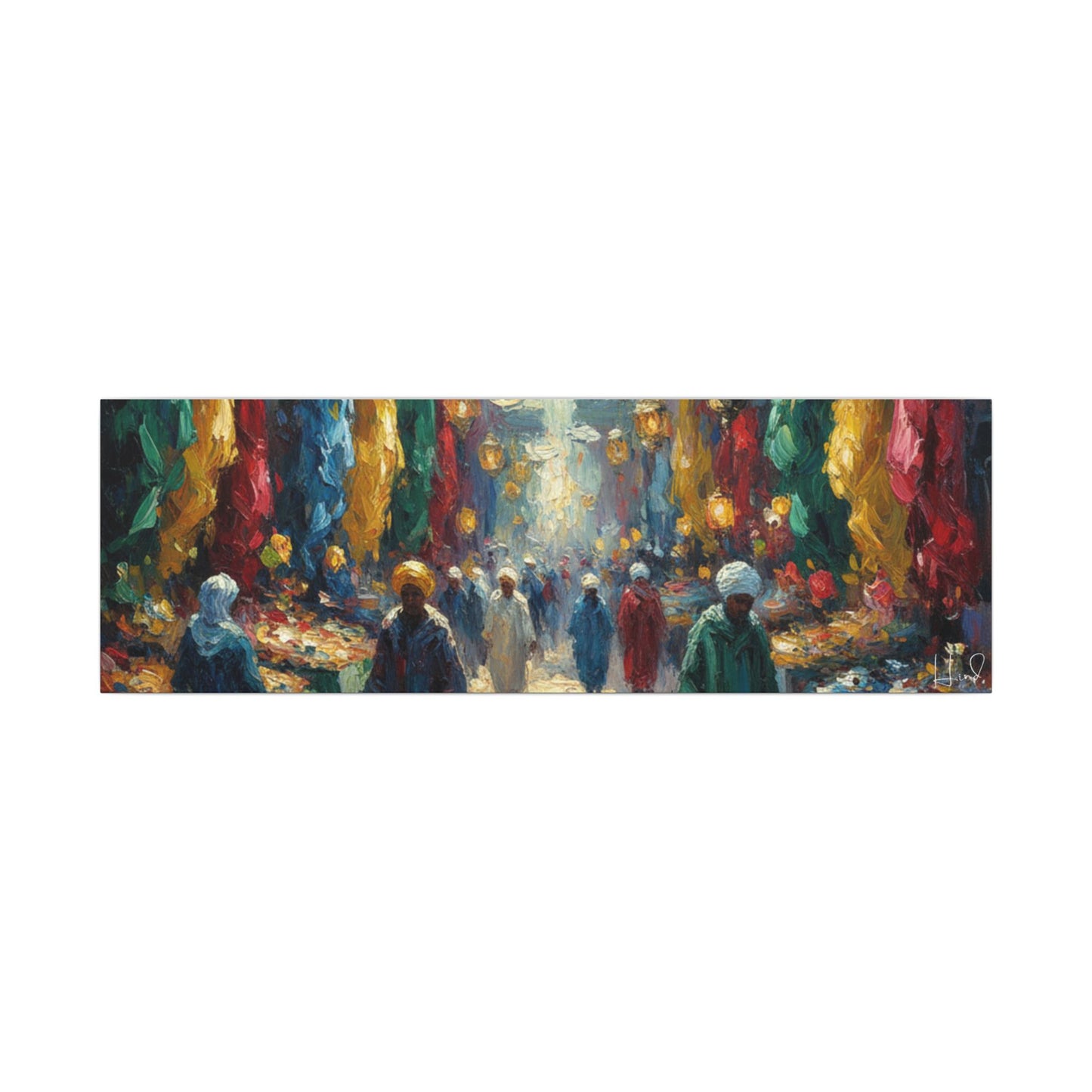 Middle Eastern Market Matte Canvas Wall Art — Colorful Bazaar Street Scene