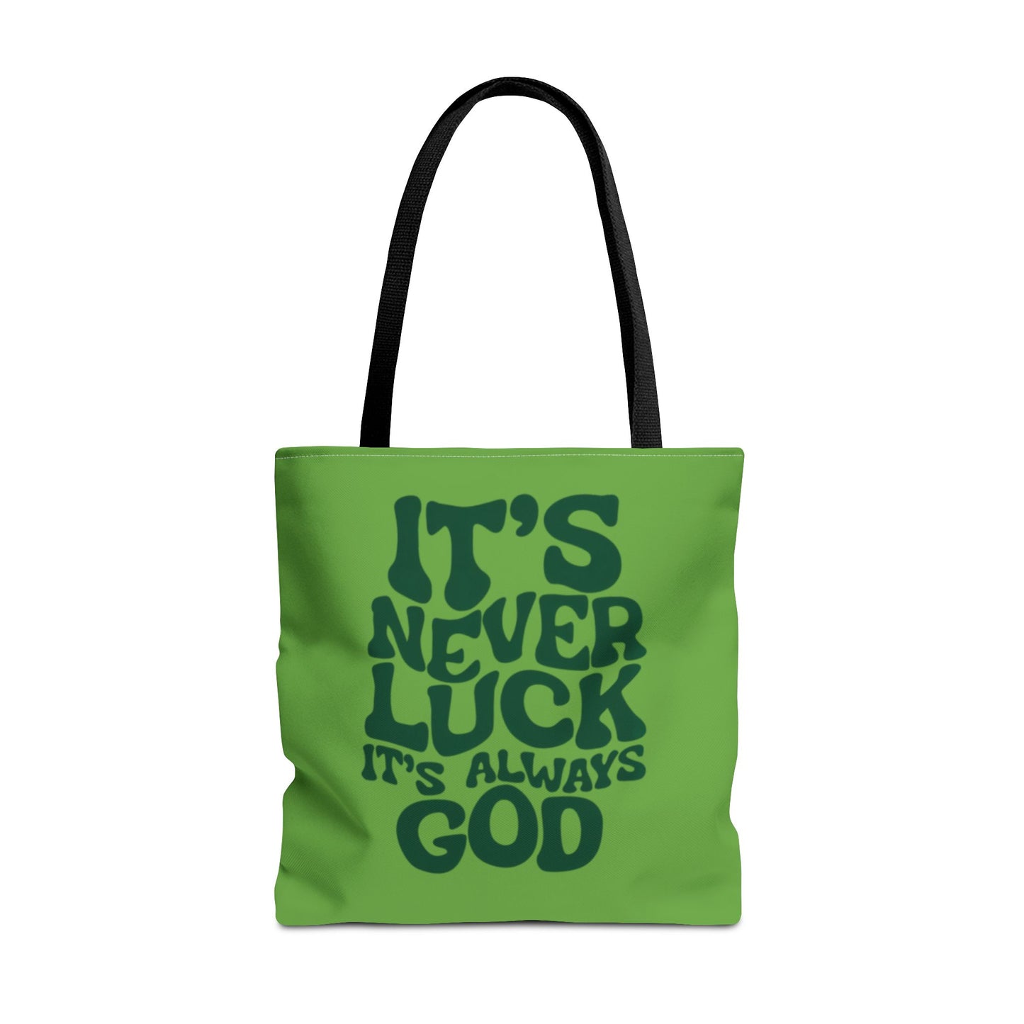 Faith Quote Tote Bag — "It's Never Luck, It's Always God" Cotton Tote