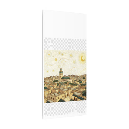 Moroccan Cityscape Canvas Print — Starry Night-Inspired Mosque Wall Art