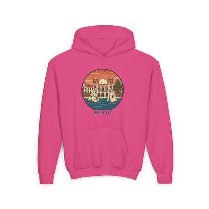 Beirut Skyline Youth Hoodie - Vintage City Illustration