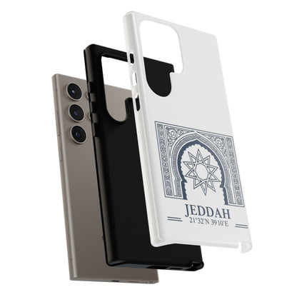 Jeddah Coordinates Phone Case — Arabic Arch Geometric Design