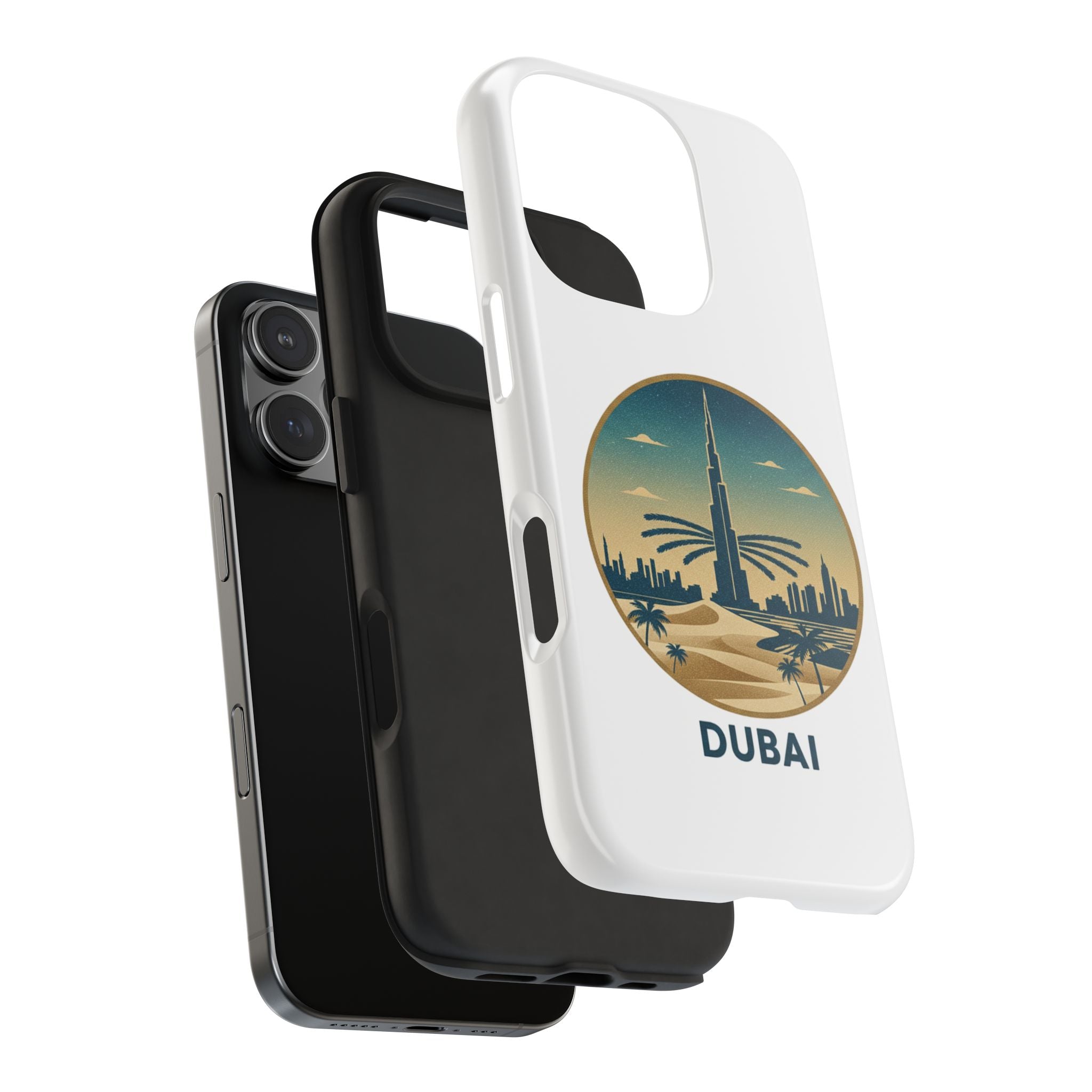 Dubai Skyline Tough Phone Case — Retro Desert Palm Travel Phone Cover