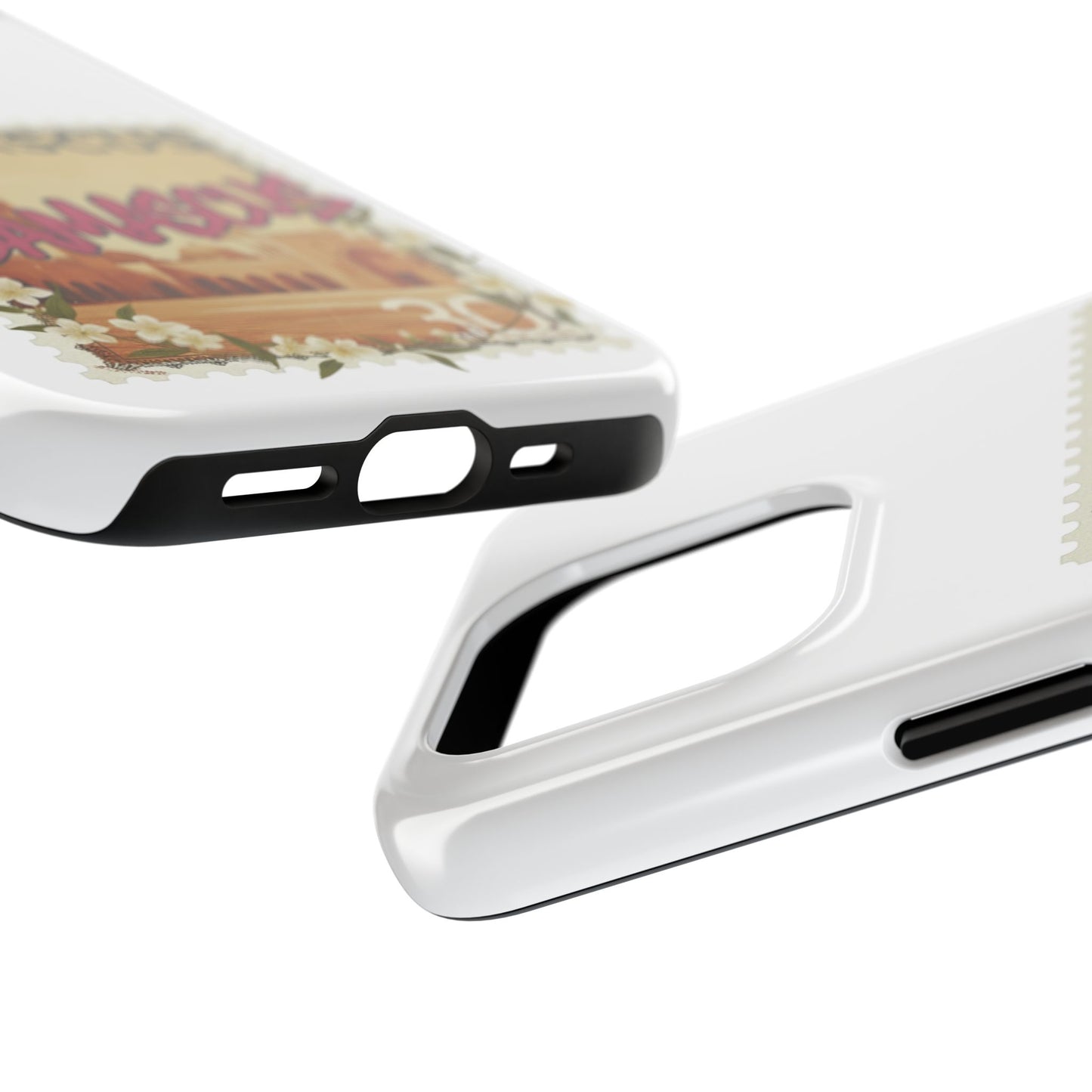 Étui de téléphone résistant à motif de timbres vintage Damas — Coque de téléphone rétro pour voyage