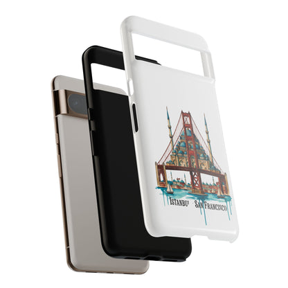 City Bridge Phone Case — Istanbul × San Francisco Illustrated Travel Design
