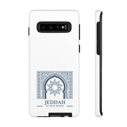 Jeddah Coordinates Phone Case — Blue Islamic Arch Travel Souvenir