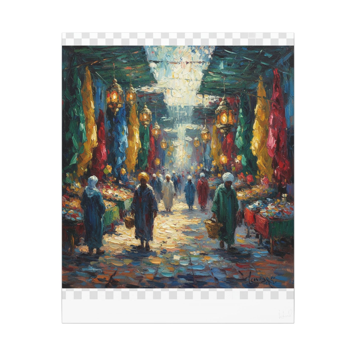 Middle Eastern Market Matte Canvas Wall Art — Colorful Bazaar Street Scene