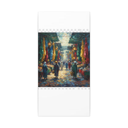 Middle Eastern Market Matte Canvas Wall Art — Colorful Bazaar Street Scene