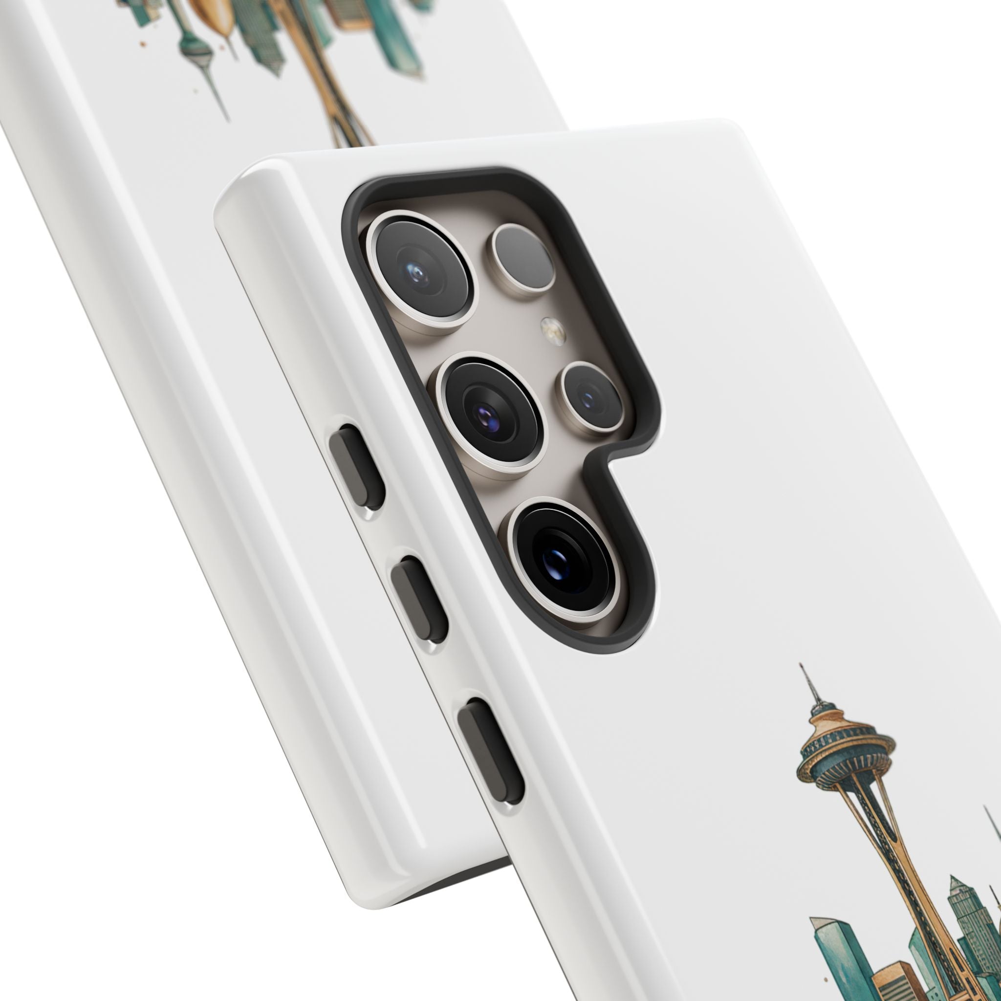 Doha x Seattle Skyline Tough Phone Case — Cityscape Protective Phone Cover