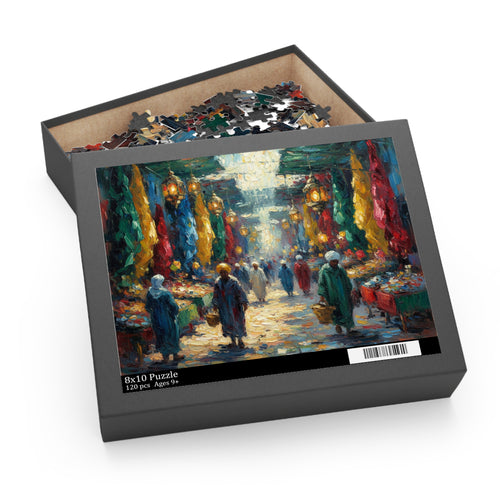 Marketplace Evening Street Puzzle — 120/252/500-Piece Scenic Jigsaw