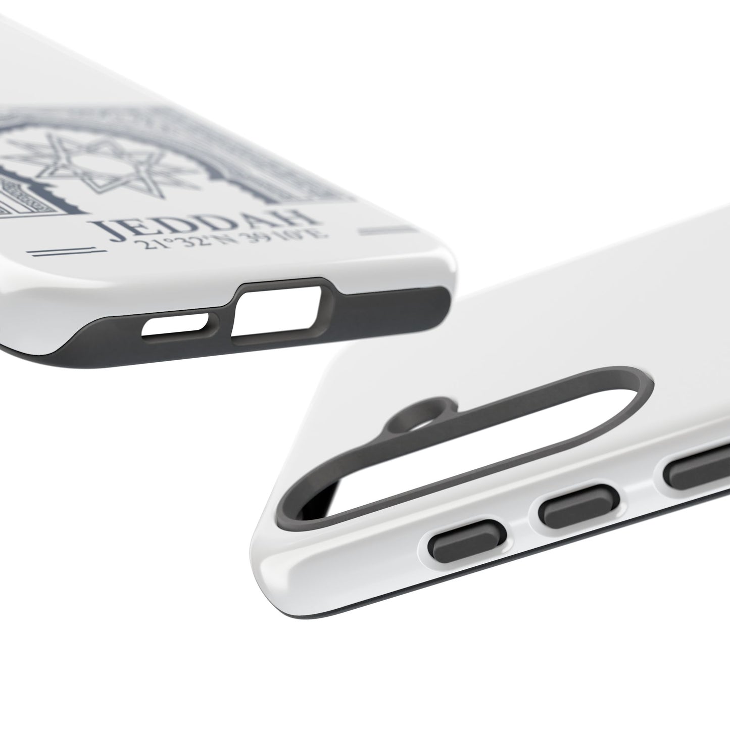 Jeddah Coordinates Phone Case — Arabic Arch Geometric Design