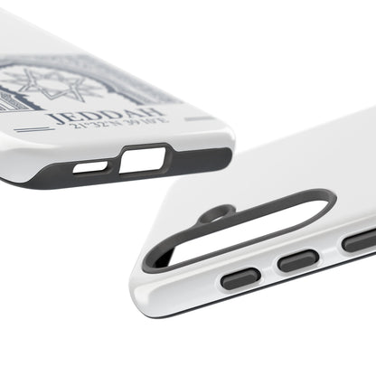 Jeddah Coordinates Phone Case — Arabic Arch Geometric Design
