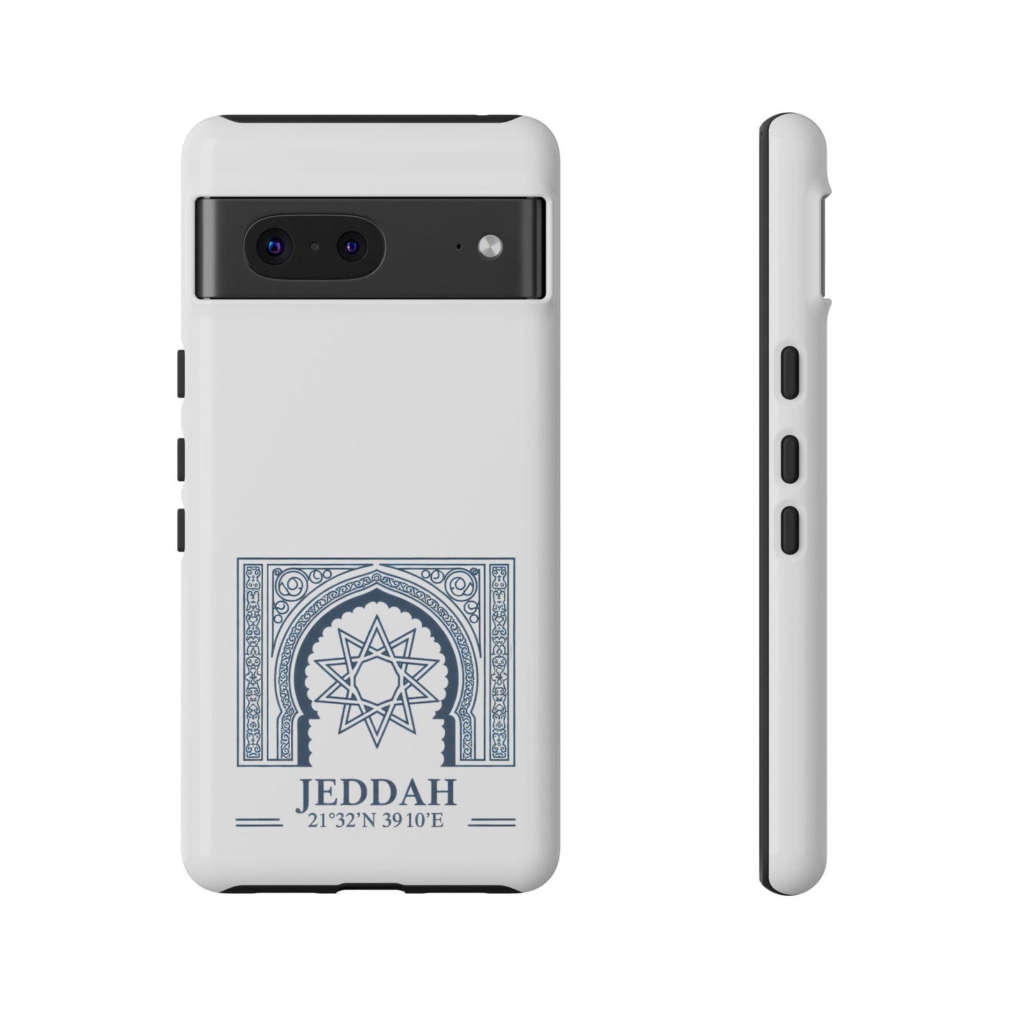 Jeddah Coordinates Phone Case — Blue Islamic Arch Travel Souvenir