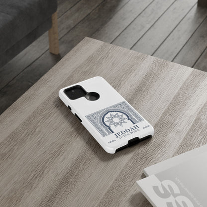 Jeddah Coordinates Phone Case — Arabic Arch Geometric Design