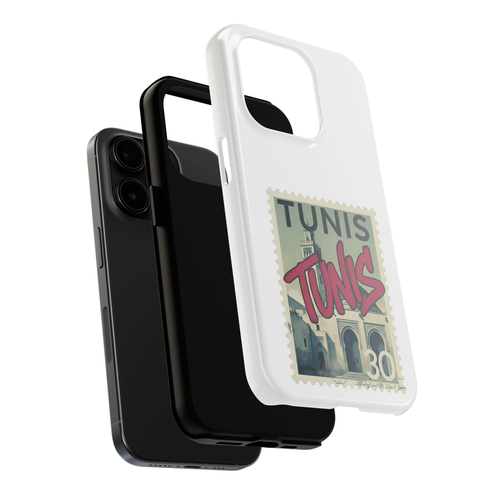 Tunis Vintage Stamp Tough Phone Case — Retro Tunisia Travel Phone Cover
