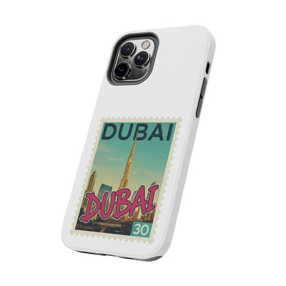 Coque de téléphone motif timbre-poste de Dubaï — Coque iPhone résistante inspirée du voyage