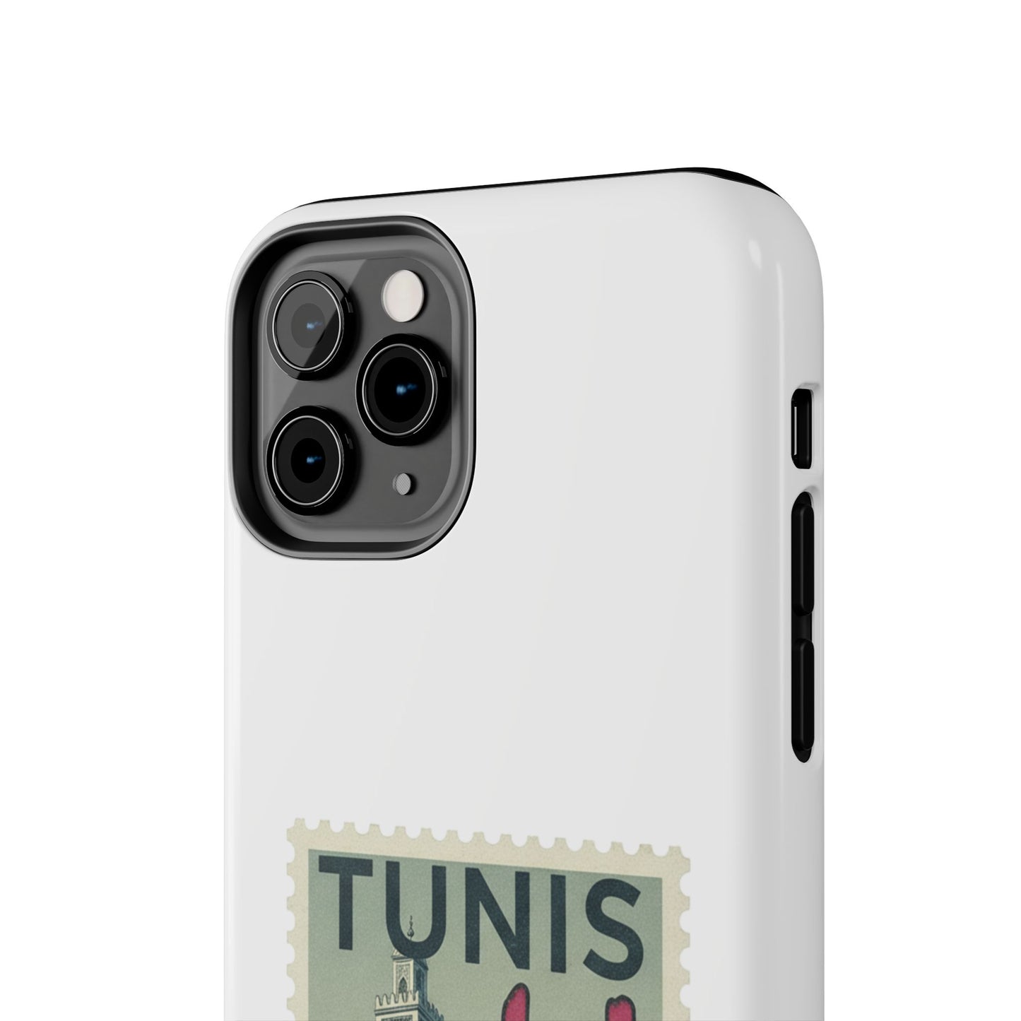 Coque de téléphone résistante à motif timbre vintage de Tunis — Étui de téléphone rétro pour voyage en Tunisie