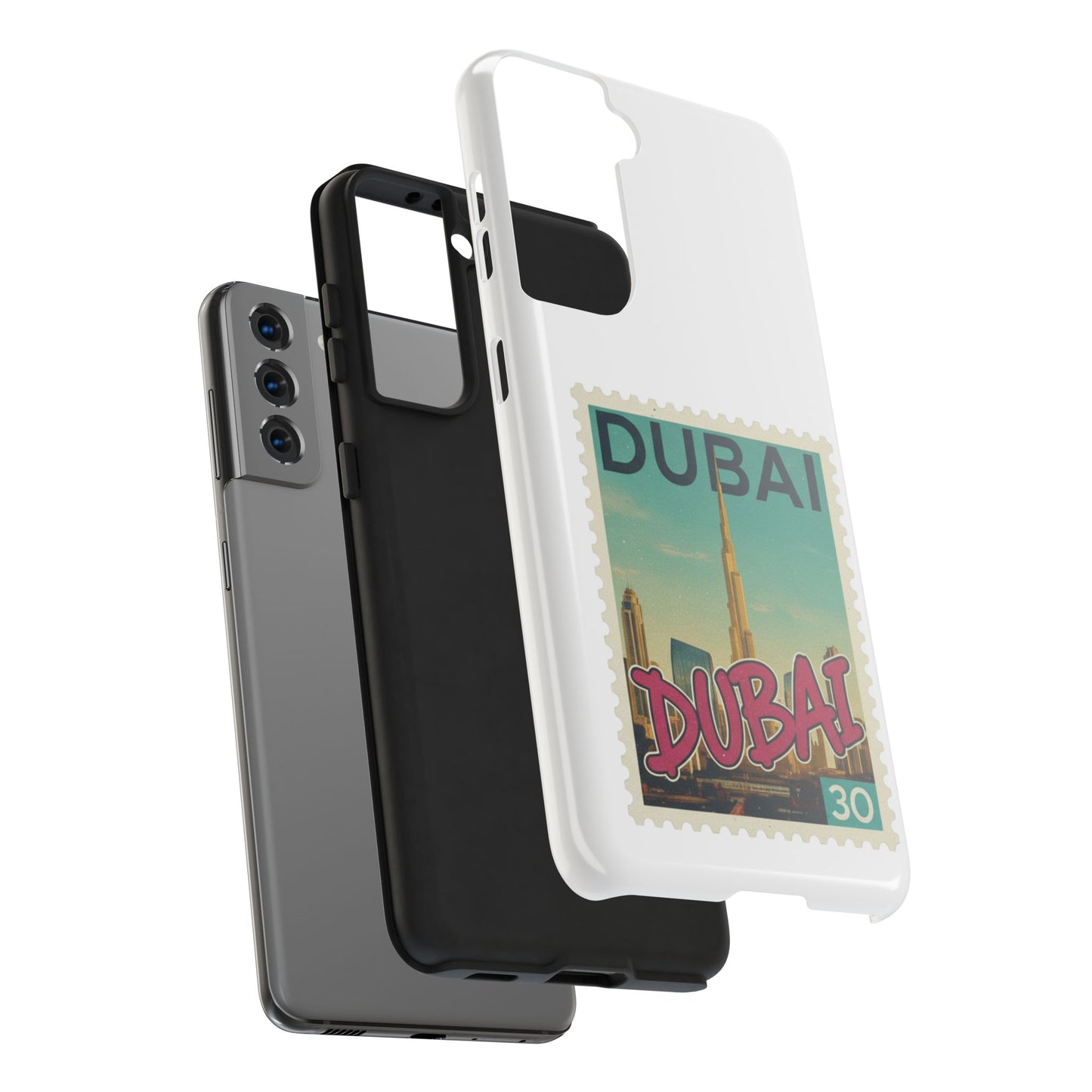 Coque de téléphone motif timbre-poste de Dubaï — Coque iPhone résistante inspirée du voyage