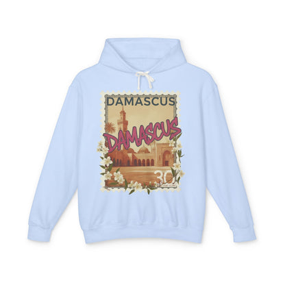 Damascus Vintage Postage Hoodie — Retro Travel Sweatshirt