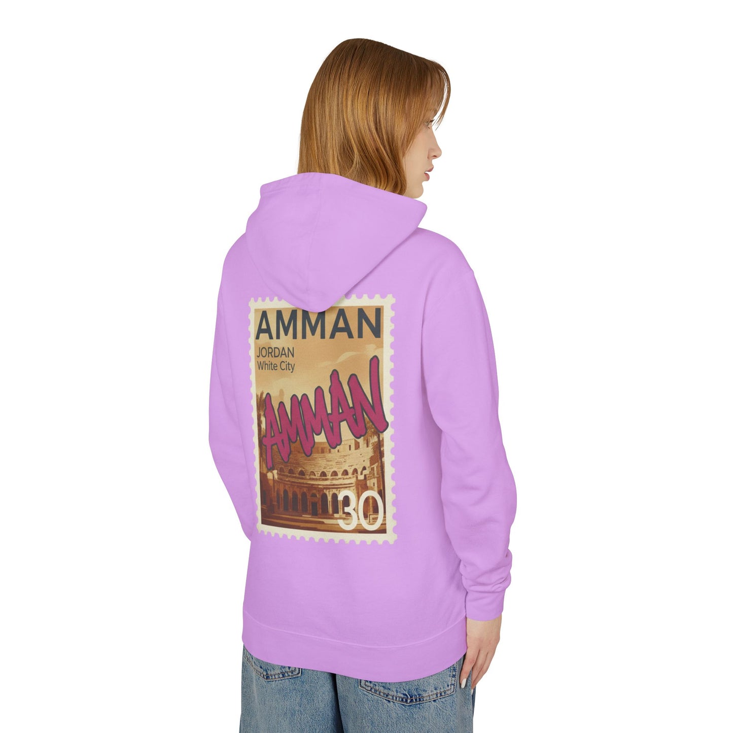 Amman Stamp Hoodie — Vintage Jordan Travel Graphic Sweatshirt