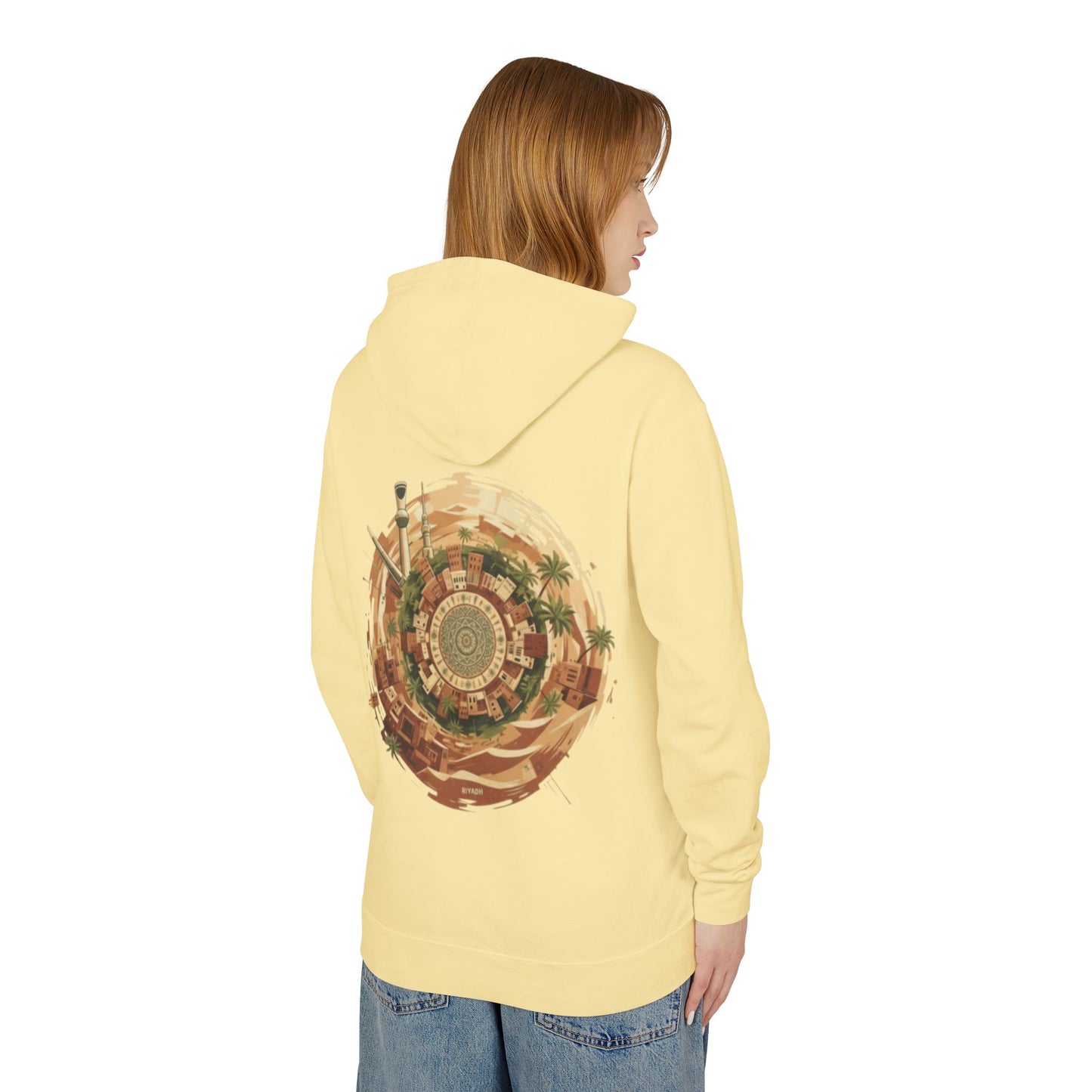 SPIRAL OASIS MIDDLE EAST DEPICTION Unisex Lightweight Hooded Sweatshirt