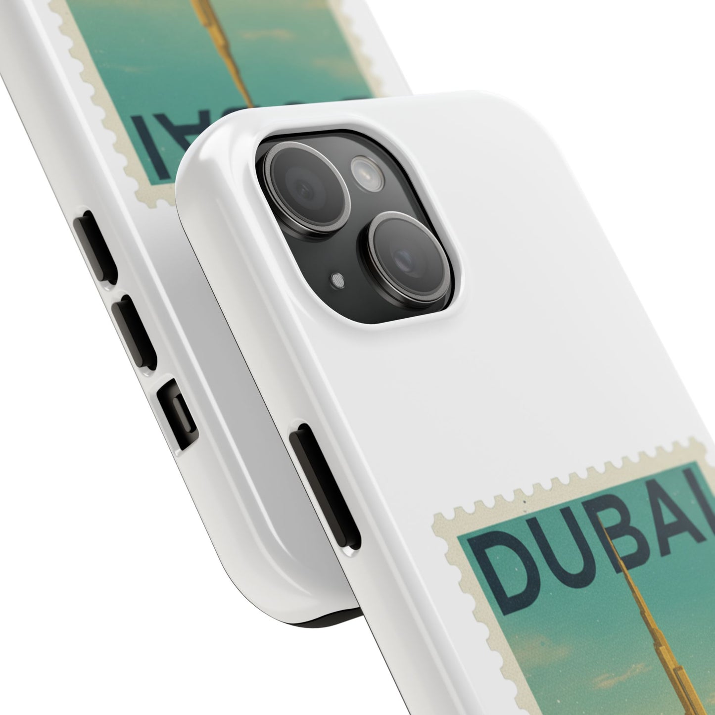 Coque de téléphone motif timbre-poste de Dubaï — Coque iPhone résistante inspirée du voyage