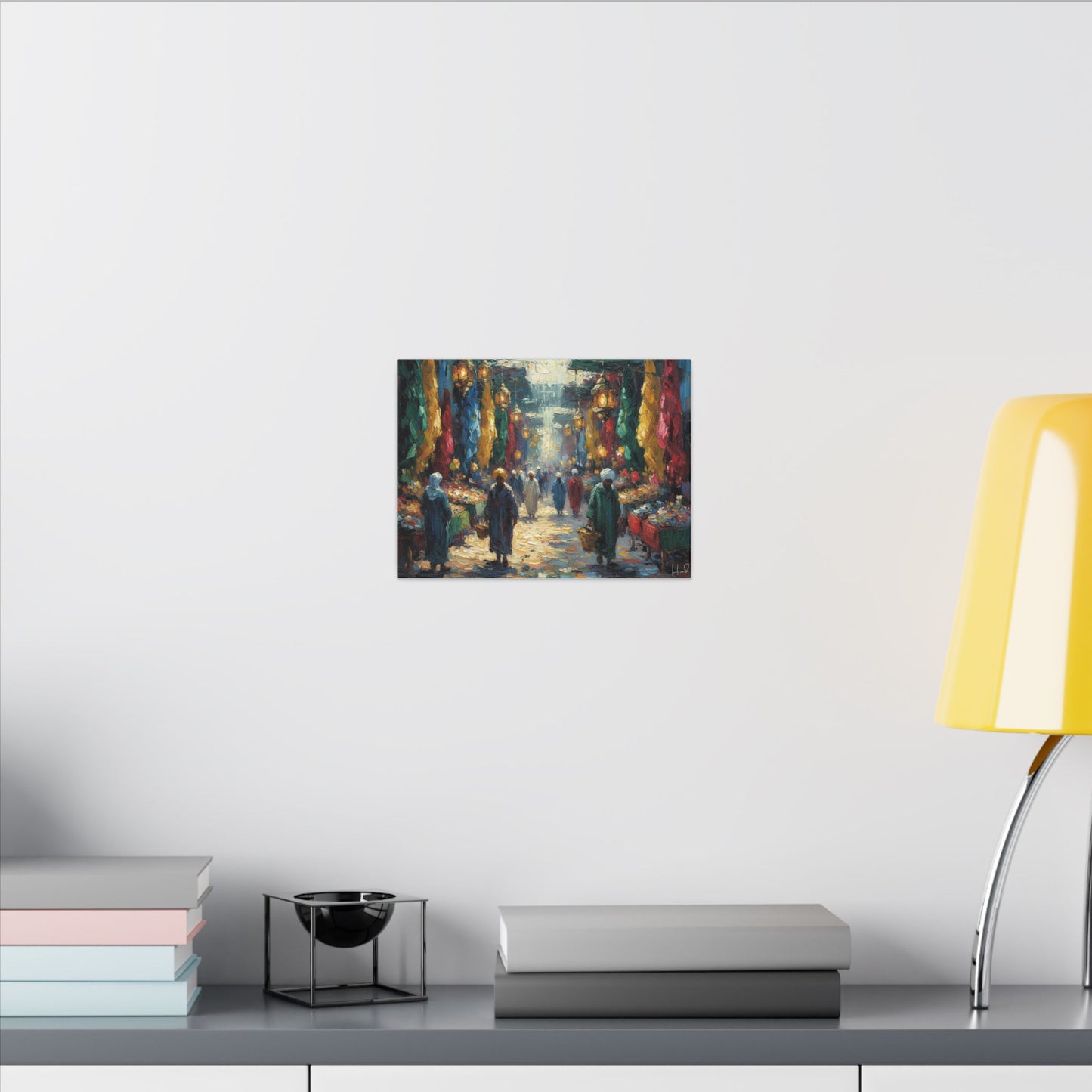 Middle Eastern Market Matte Canvas Wall Art — Colorful Bazaar Street Scene