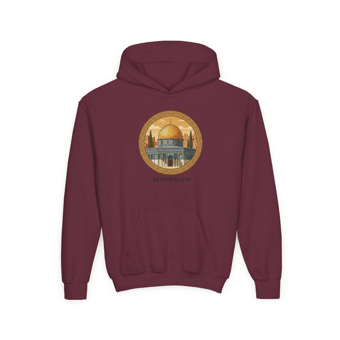 Jerusalem Dome Youth Hoodie – Vintage Dome of the Rock Graphic