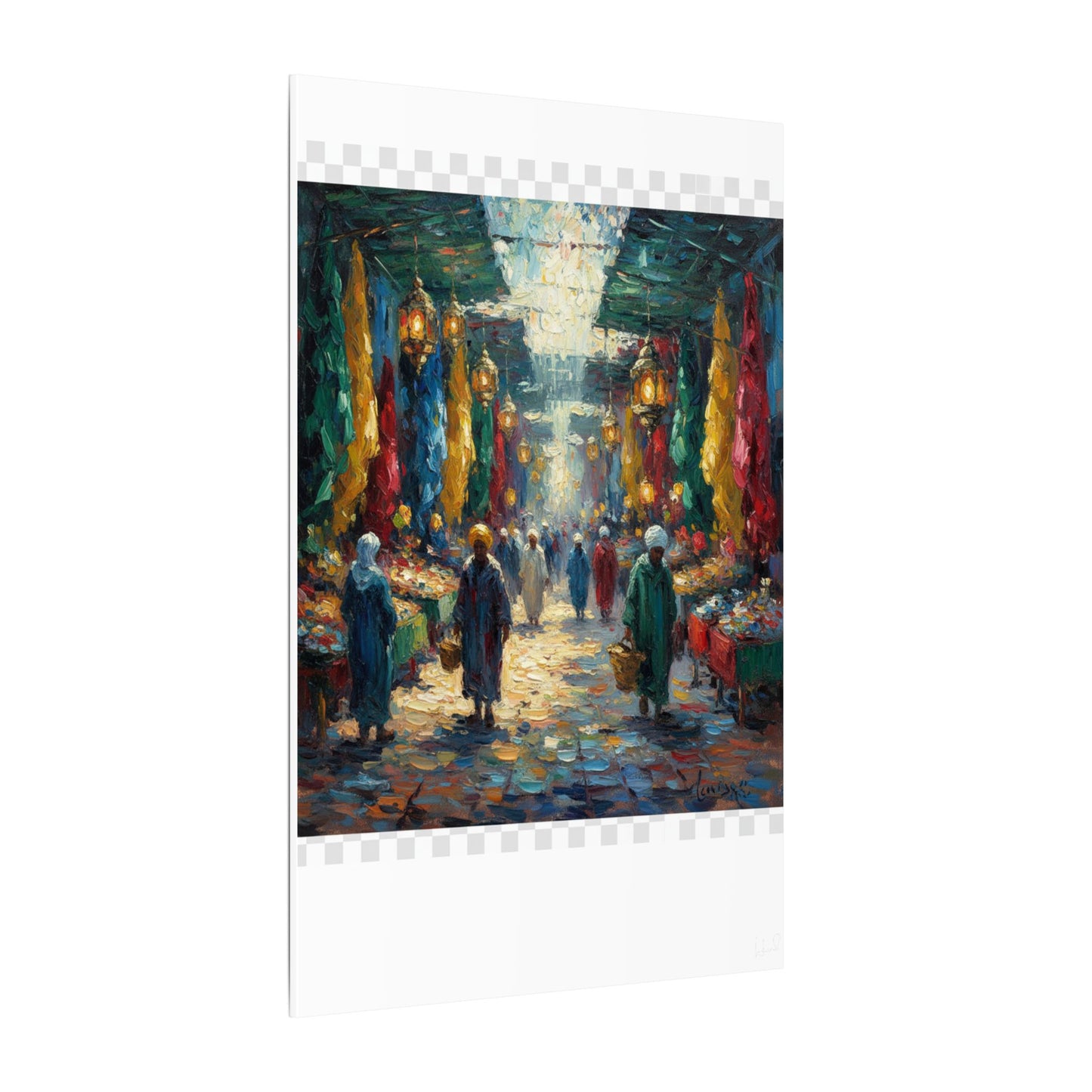 Middle Eastern Market Matte Canvas Wall Art — Colorful Bazaar Street Scene