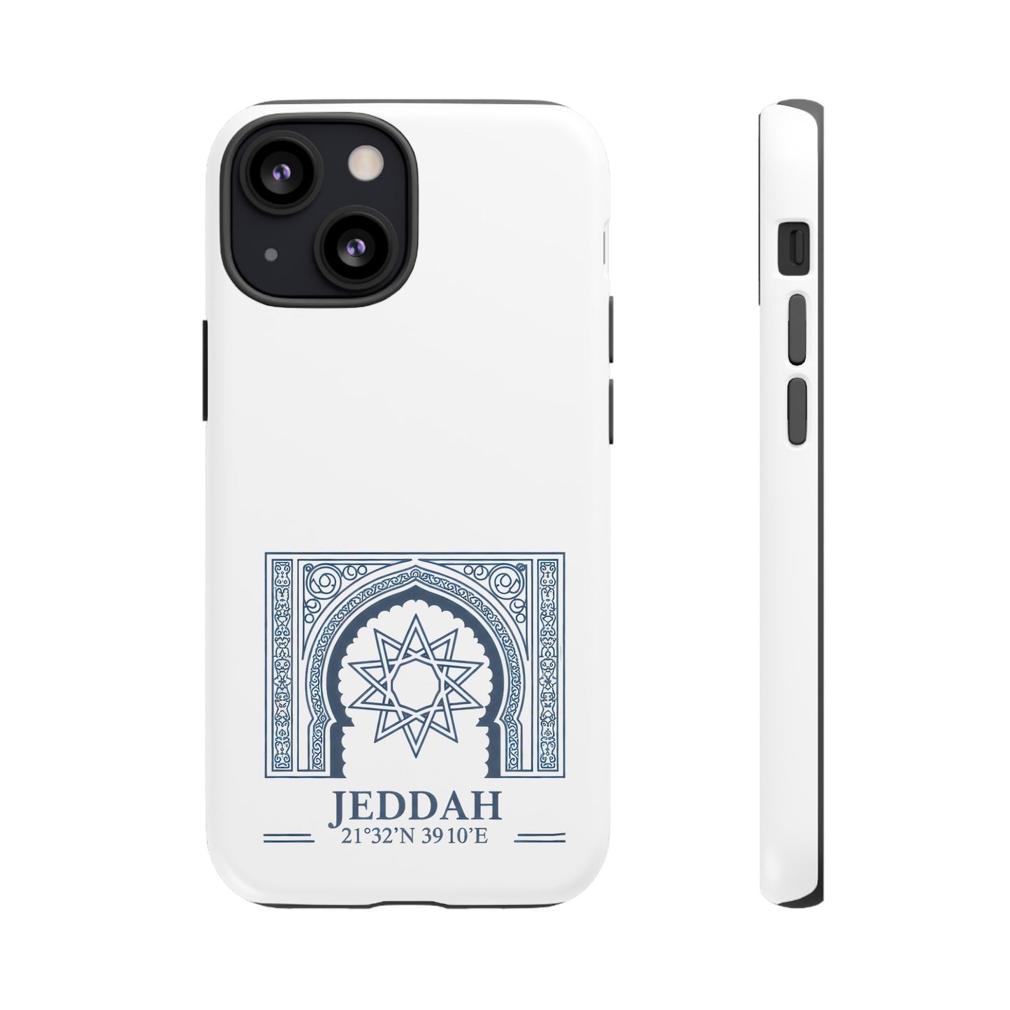 Jeddah Coordinates Phone Case — Blue Islamic Arch Travel Souvenir