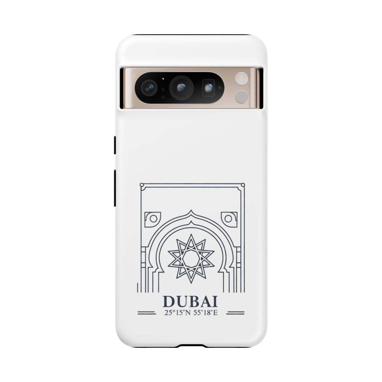 Dubai Architectural Phone Case — Minimal Souvenir Travel Design with Coordinates