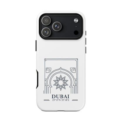 Dubai Architectural Phone Case — Minimal Souvenir Travel Design with Coordinates