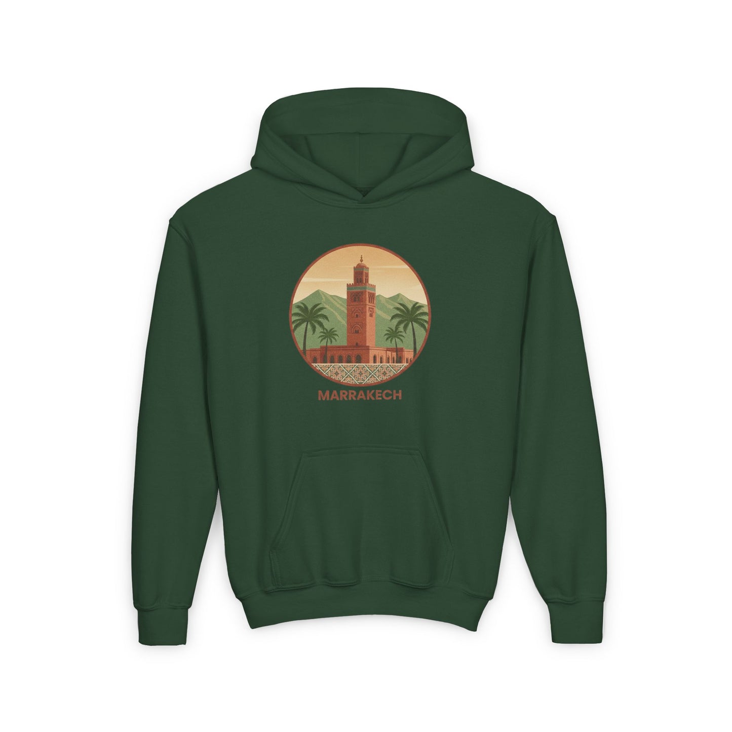 Marrakech Youth Hoodie – Vintage Palm Sunset Travel Sweatshirt
