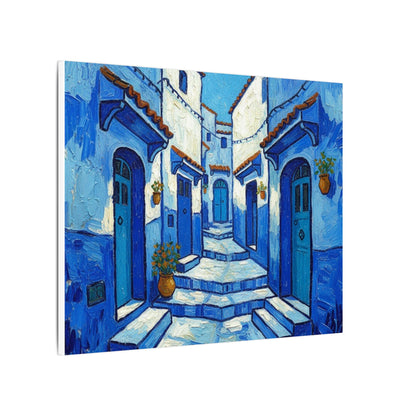 Mediterranean Blue Alley Canvas Print — Stretched Matte Wall Art