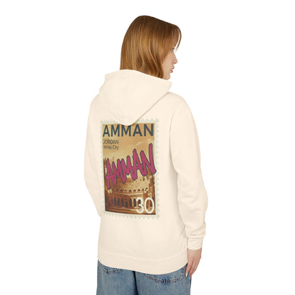 Amman Stamp Hoodie — Vintage Jordan Travel Graphic Sweatshirt