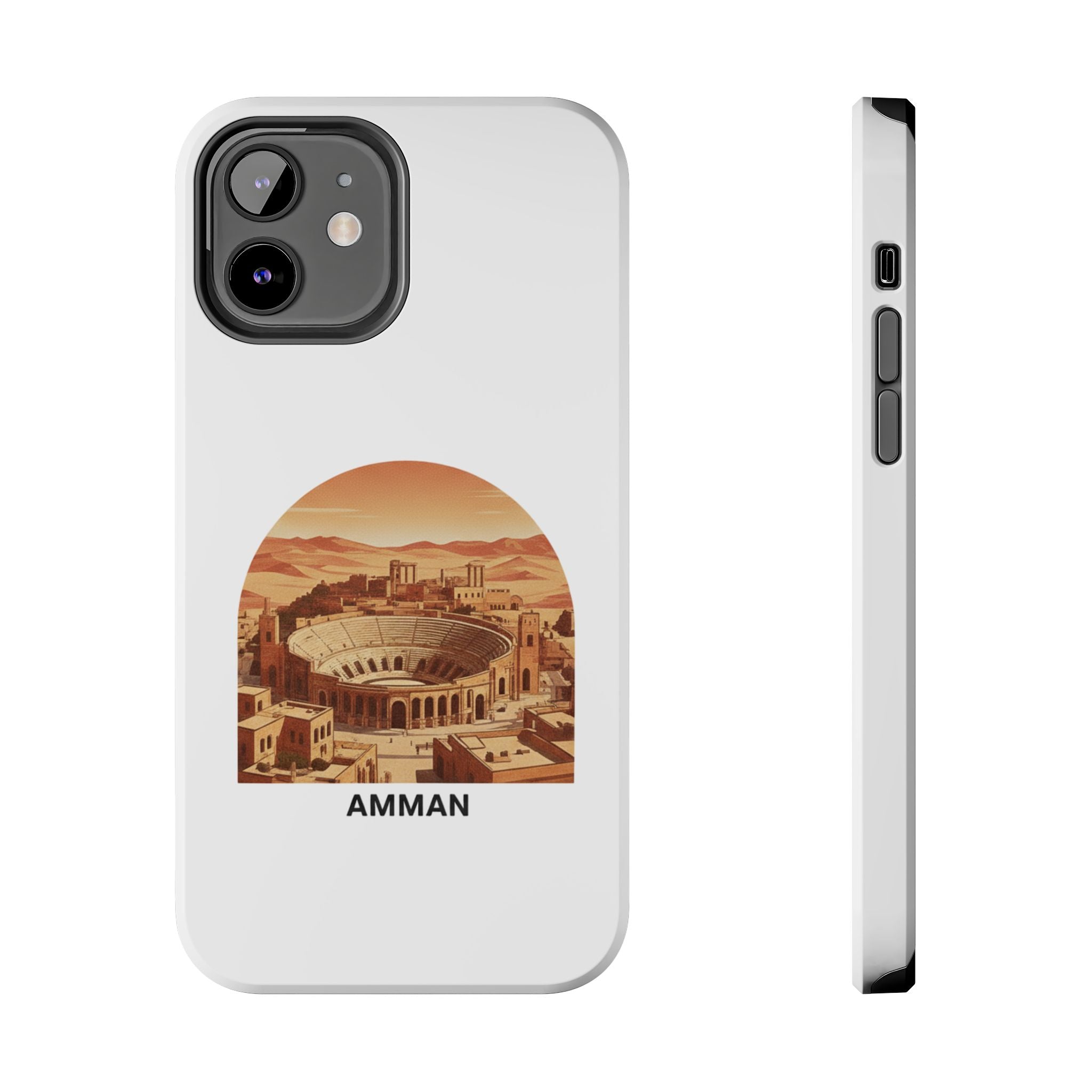 Amman Coliseum Tough Phone Case — Vintage Desert Cityscape Protective Cover